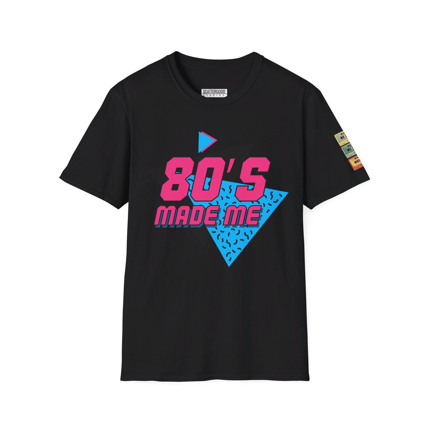 Retro Synthwave T-Shirt with Cassette Arm Design