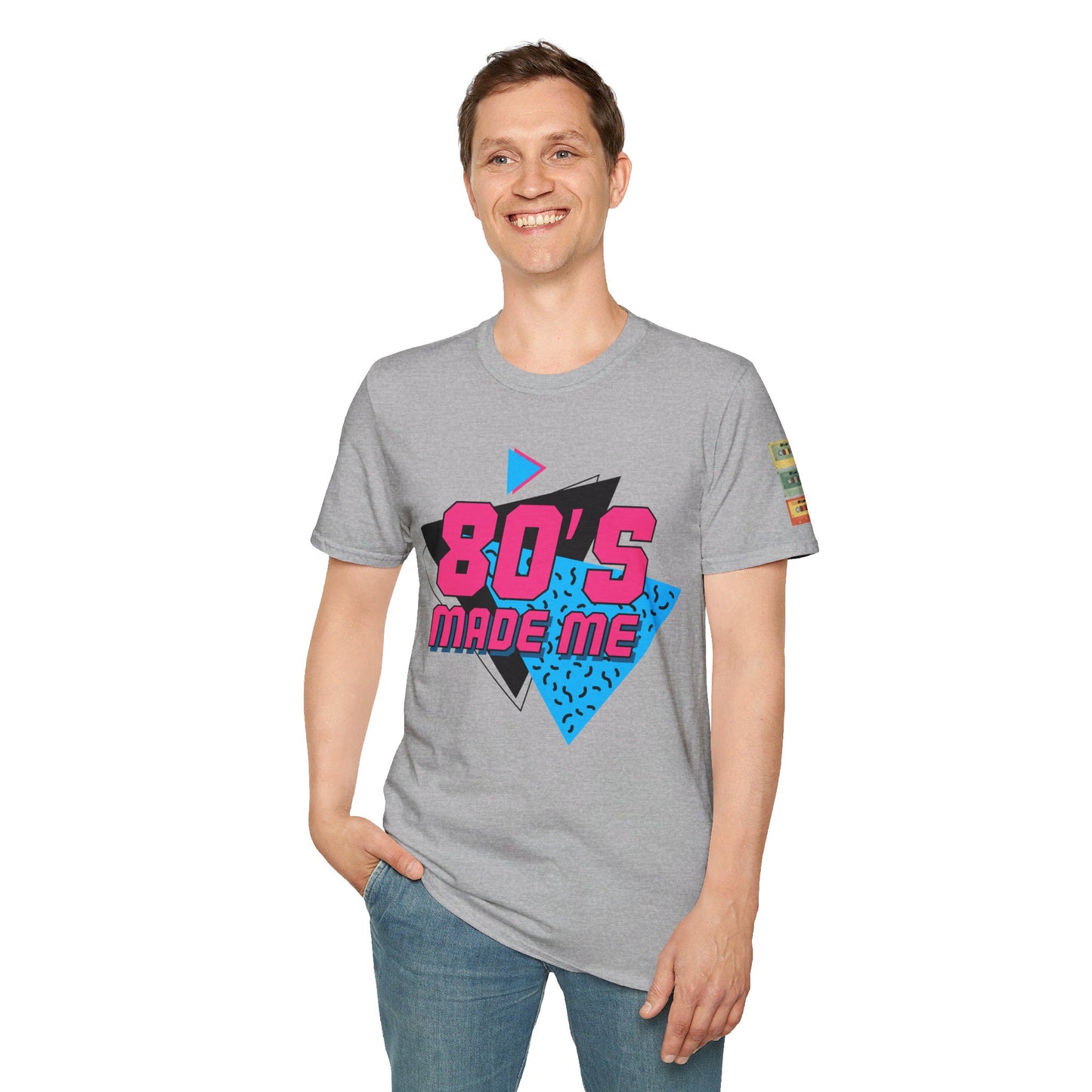 Retro Synthwave T-Shirt with Cassette Arm Design