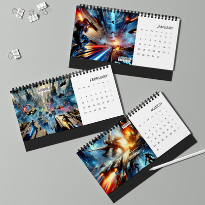 Ultimate Gamers Sci-Fi Desk Calendar (2025 grid)