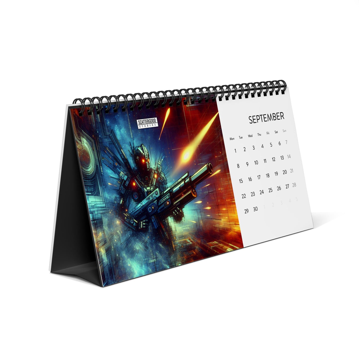 Ultimate Gamers Sci-Fi Desk Calendar (2025 grid)