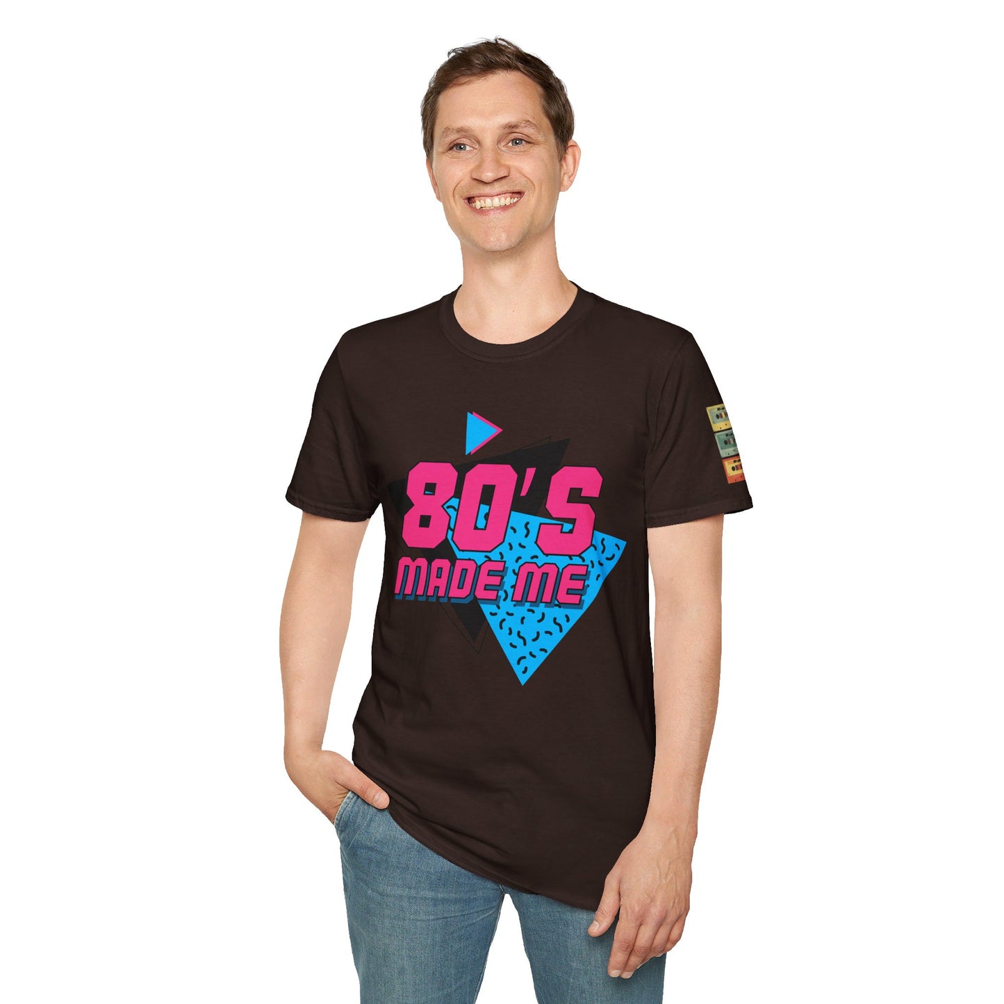 Retro Synthwave T-Shirt with Cassette Arm Design